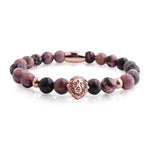 Lion - Donkerroze dames en heren kralen armband met leeuwenhoofd - Moorell