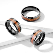 Yuno - Zwarte dames en heren ring met houten inleg - Moorell